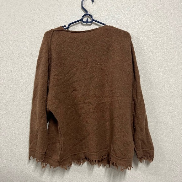 Free People Irresistible Fringe Wool Blend Oversized V Neck Sweater Top Small - Picture 3 of 8
